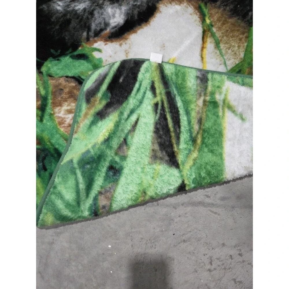 Vintage Plush Panda Leaf Blanket Multi Color Reversible 50”x 58” Fleece Wildlife
